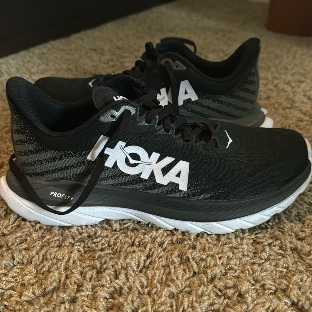 HOKA black running shoes!! Worn once!